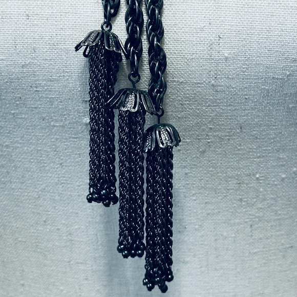 Betsey Johnson Heart Chain Necklace 20" Cupid Arrow Long Layered Icy Crystal - Picture 8 of 9